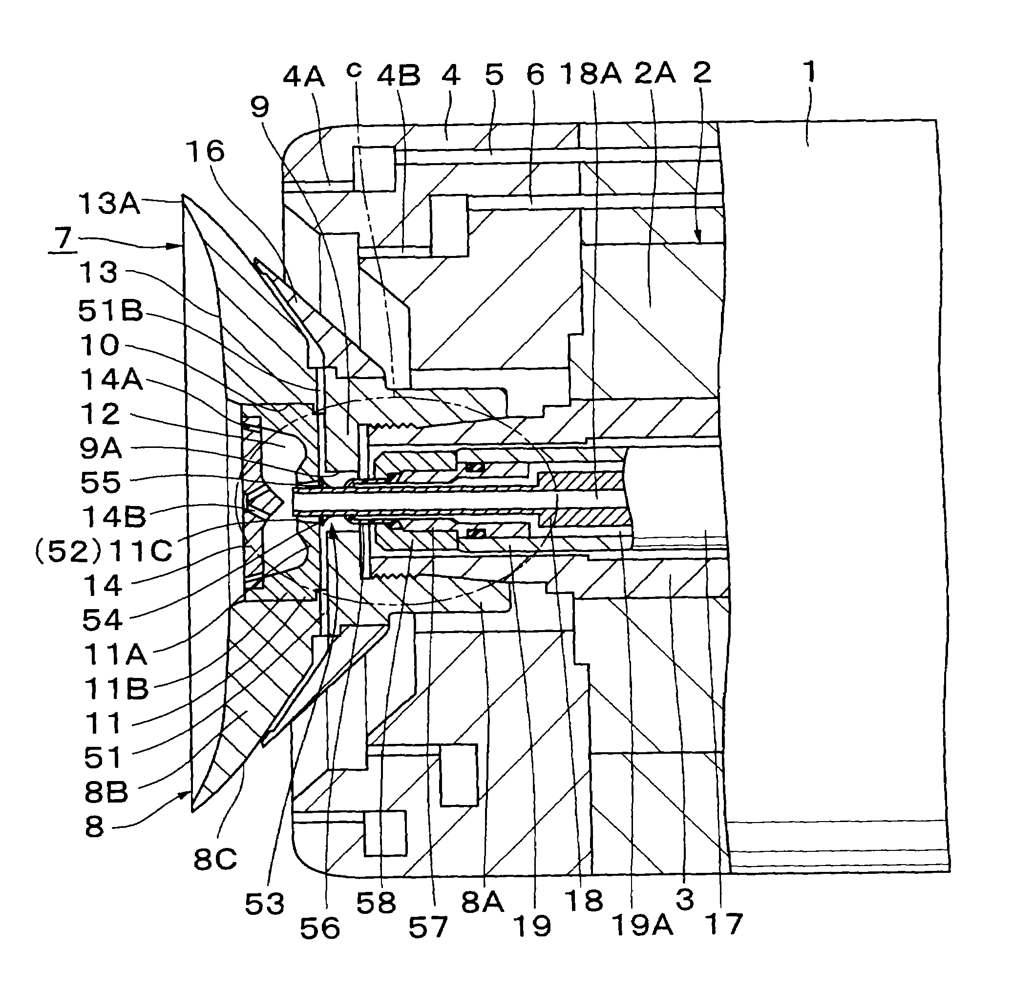 Rotary spraying head type painting device