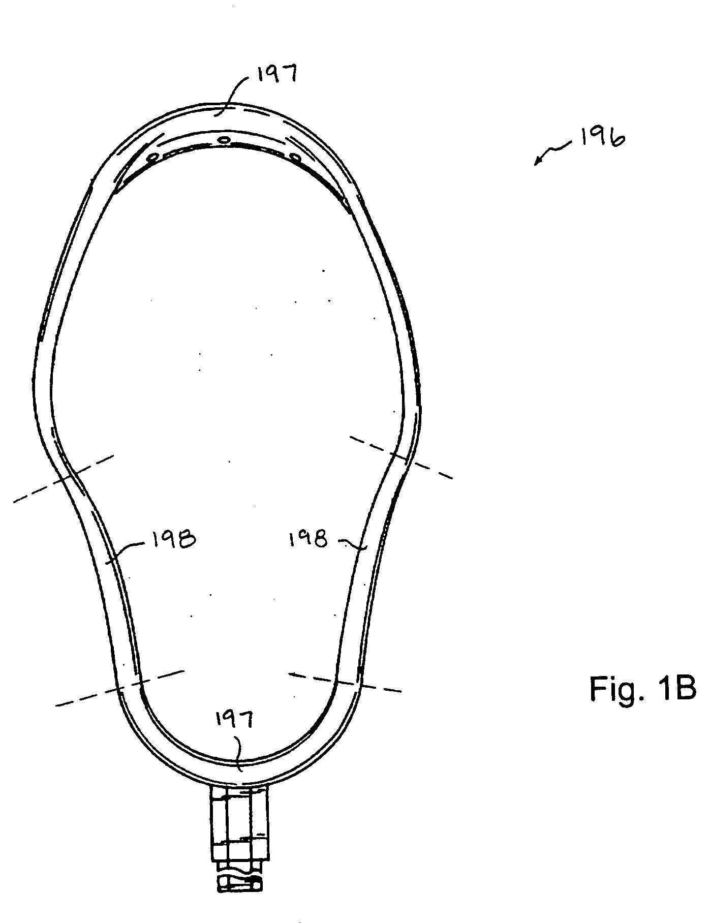 Lacrosse head having a wide catching area and channeled thongs