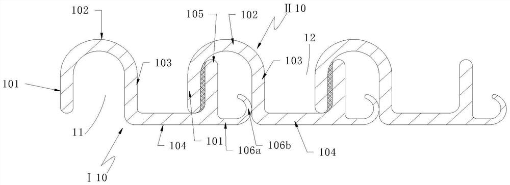 Base strip, extrusion hose composed of base strips and tool for producing extrusion hose