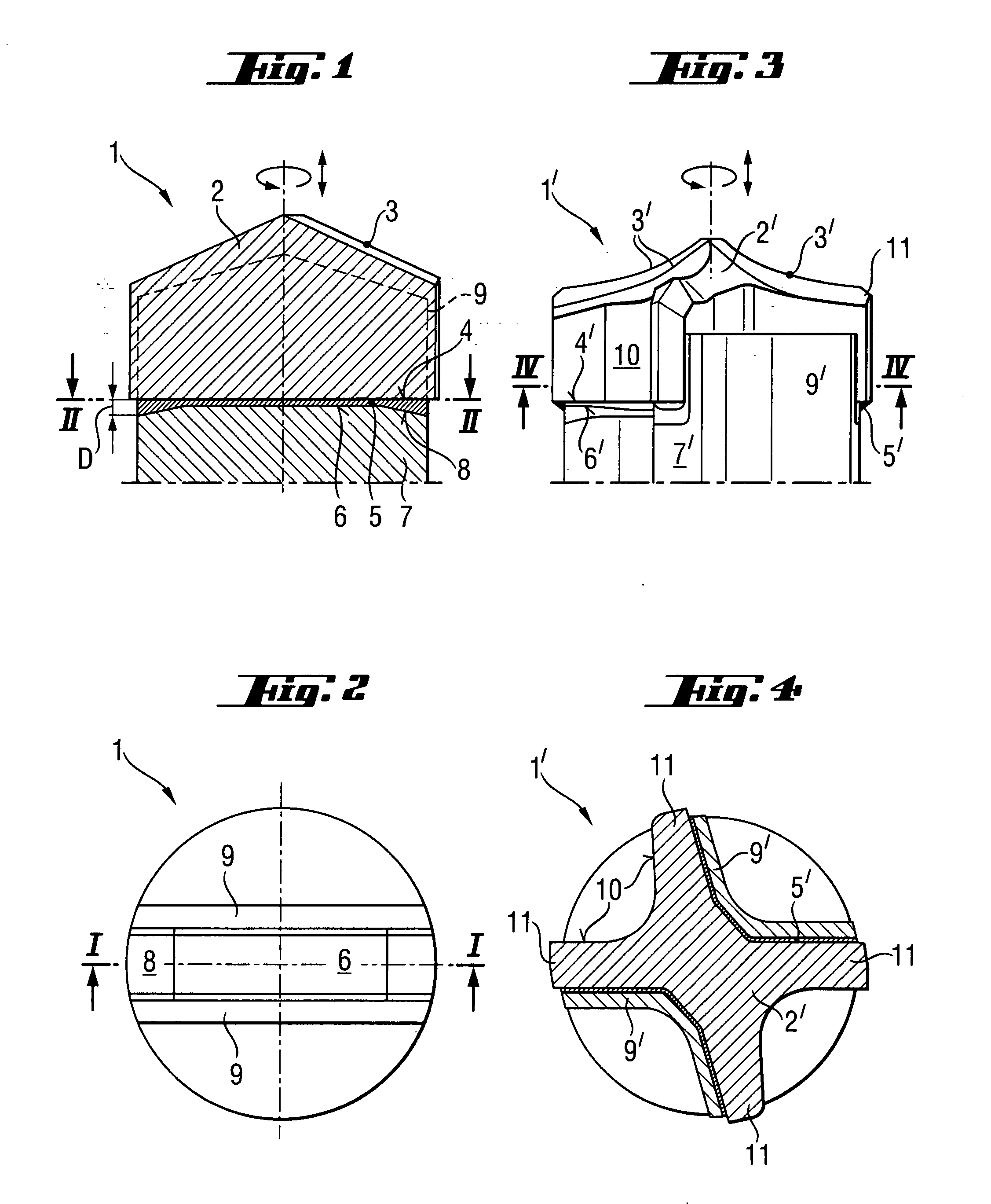 Rotary percussion drill with a hard material bit