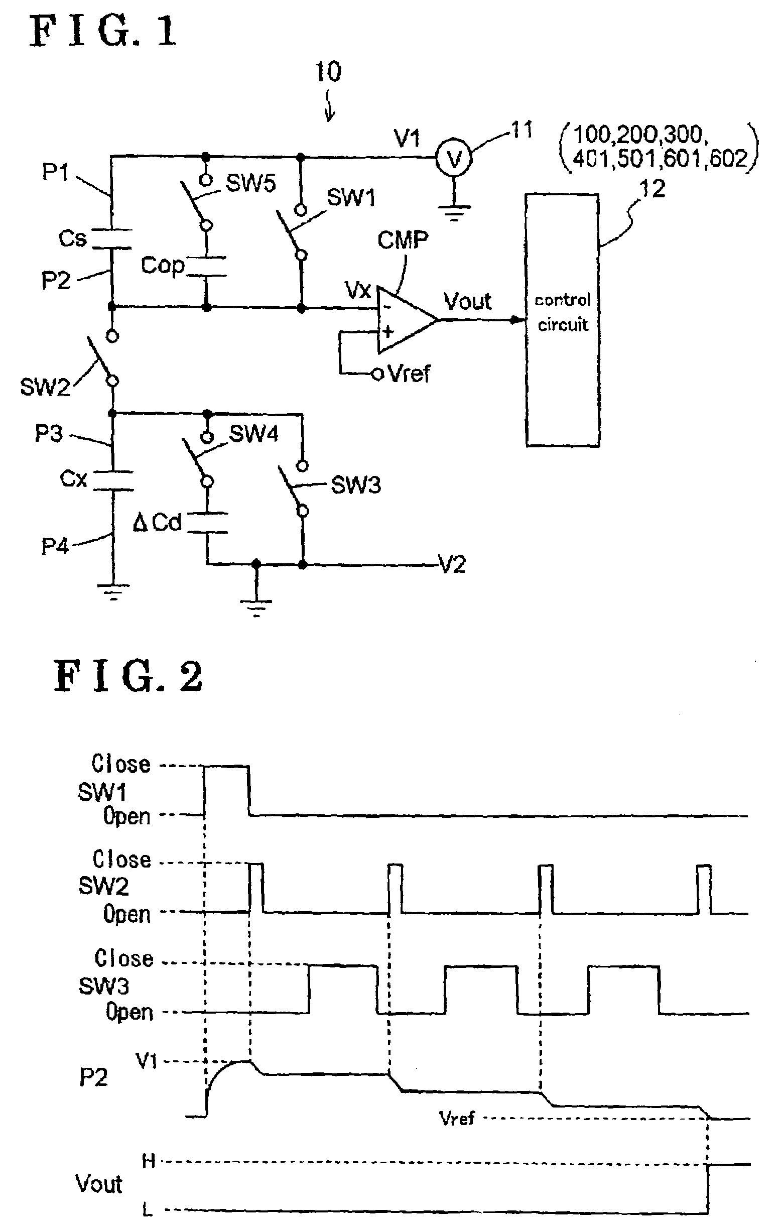 Capacitance change detection device