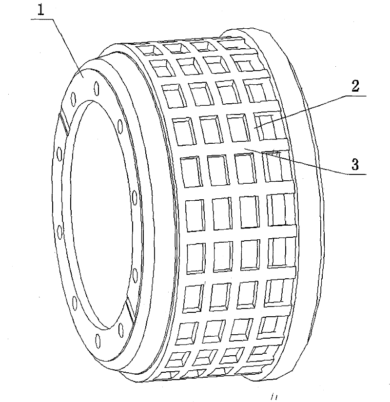 Automobile brake drum with latticed stiffeners