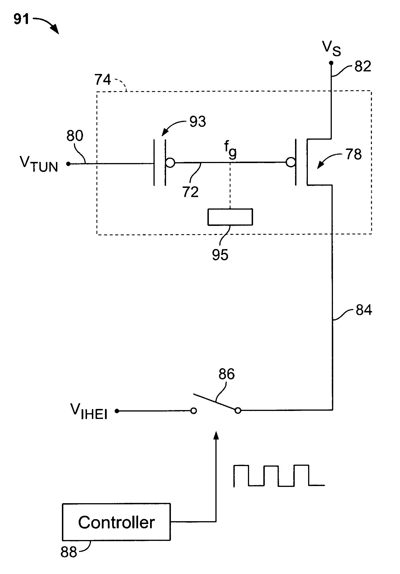 Method and apparatus for programming single-poly pFET-based nonvolatile memory cells