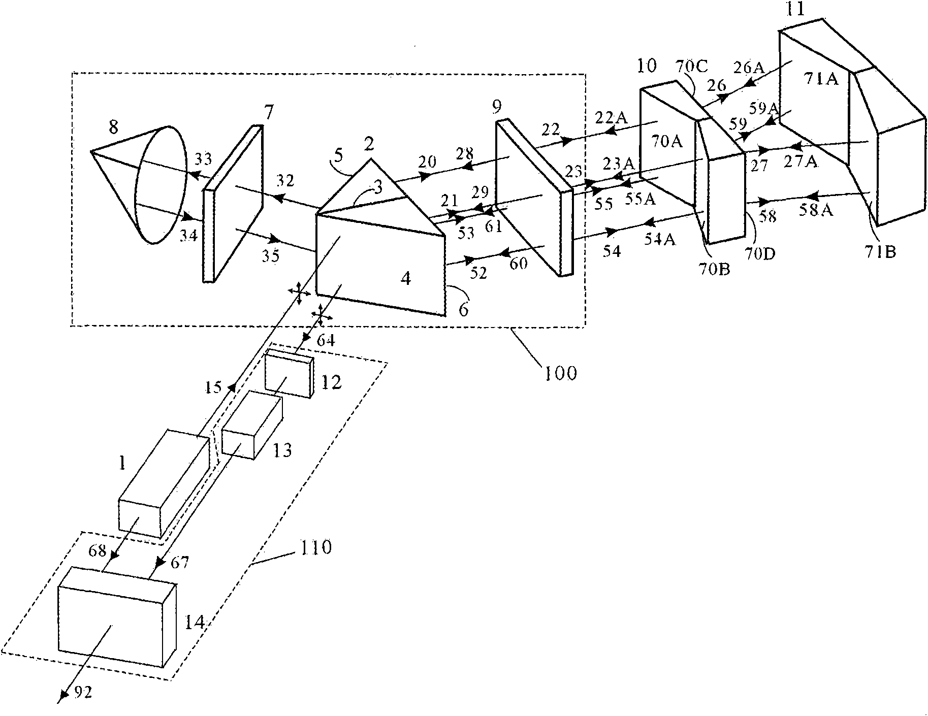 Laser interference system used for measuring micro roll angle