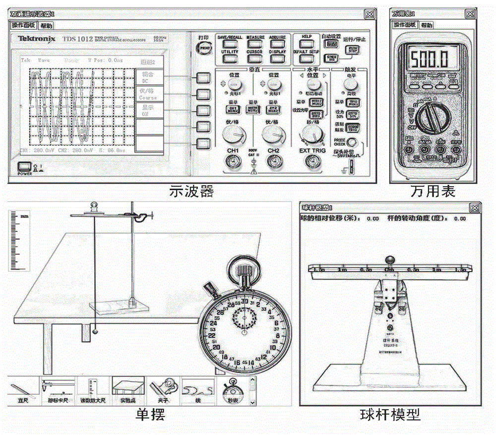 Method for constructing and demonstrating teaching content of open type virtual experiment