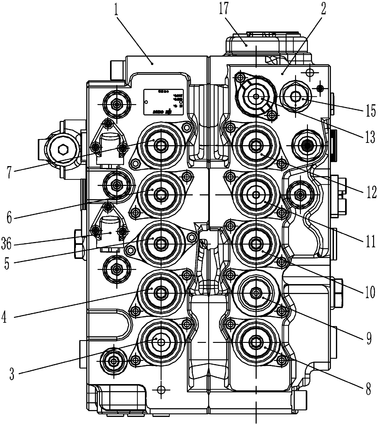 Multi-way control valve for hydraulic excavator