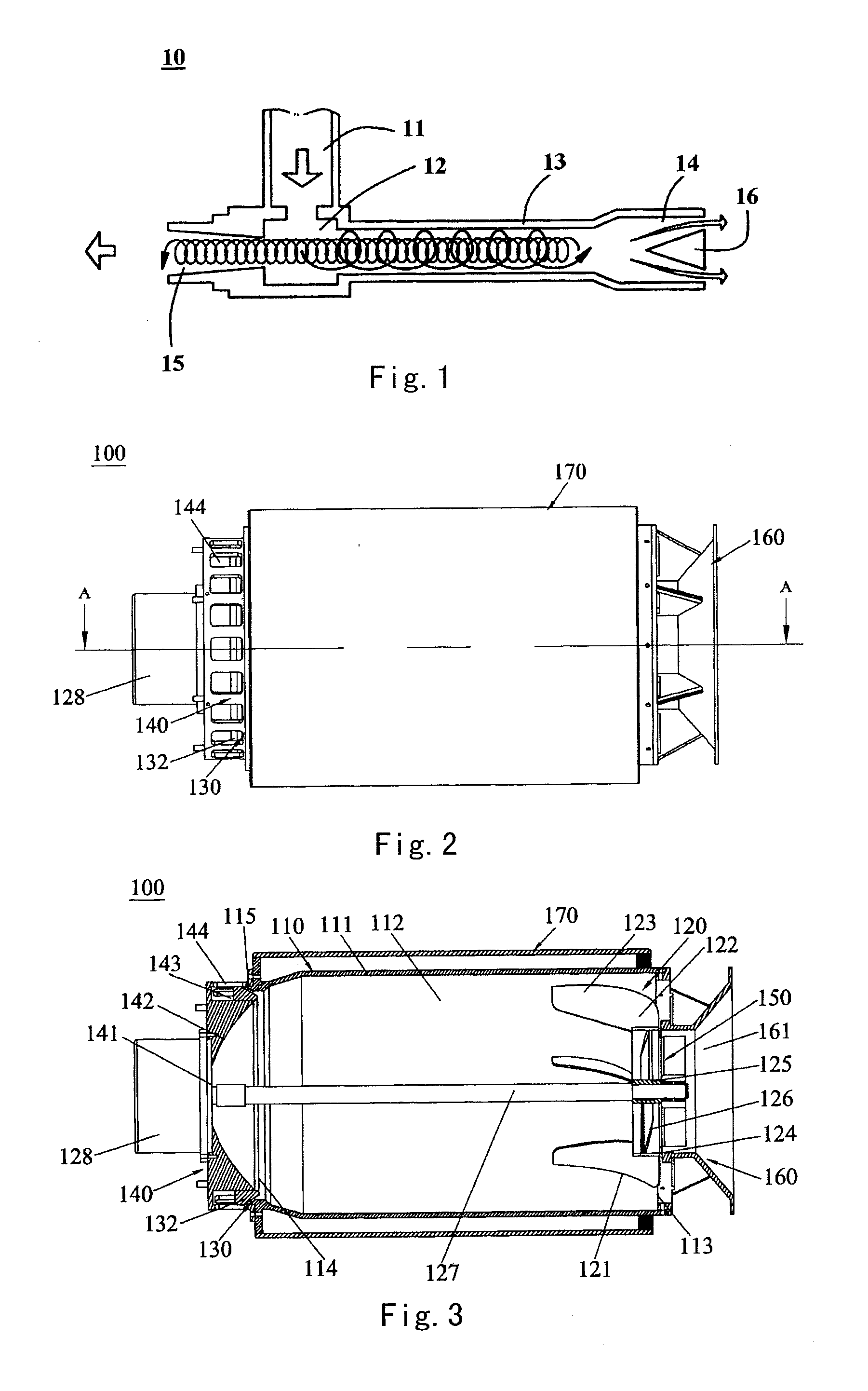 Vortex device for separating cold gas and hot gas