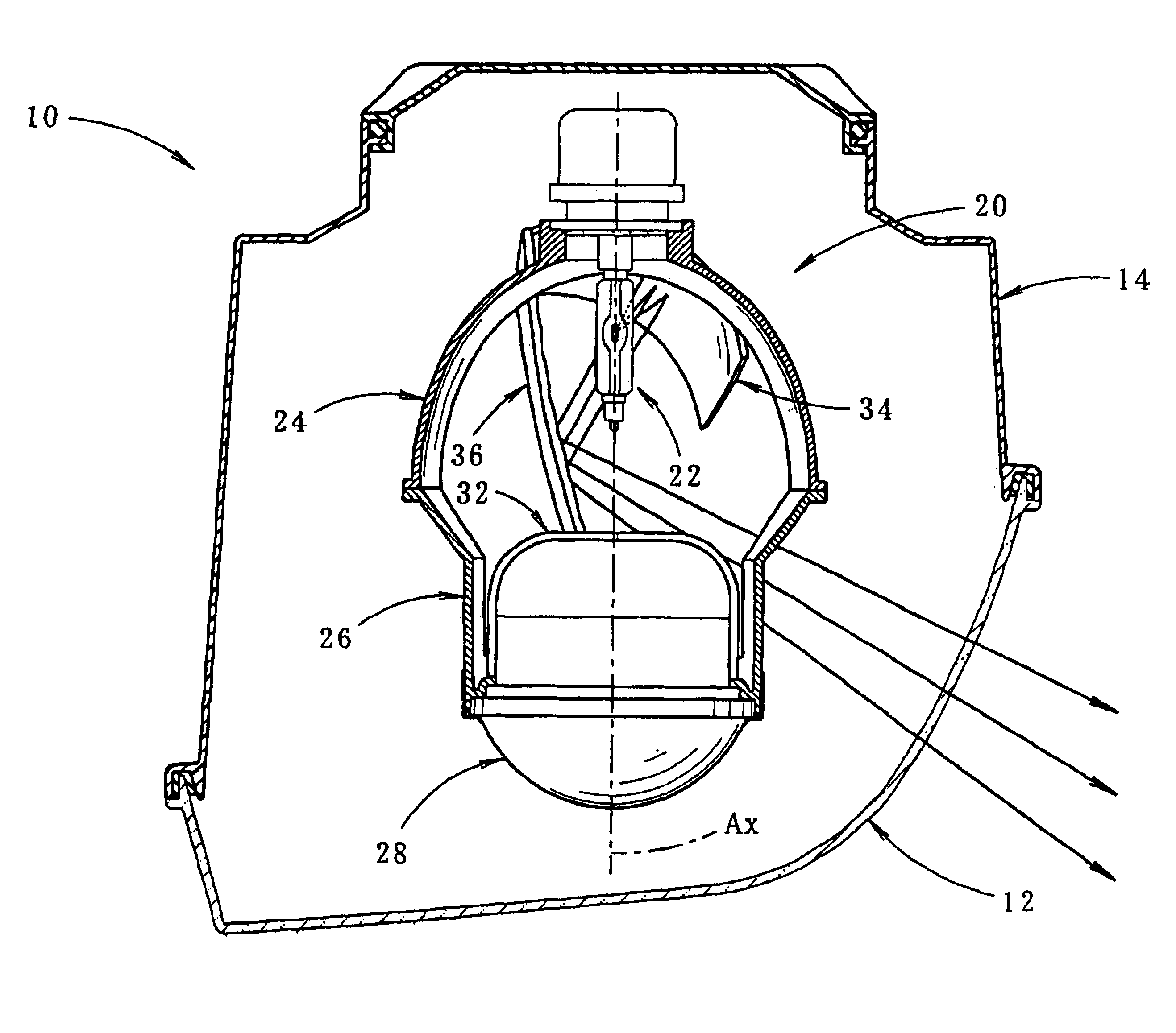 Projection-type vehicular headlamp having improved lateral illumination