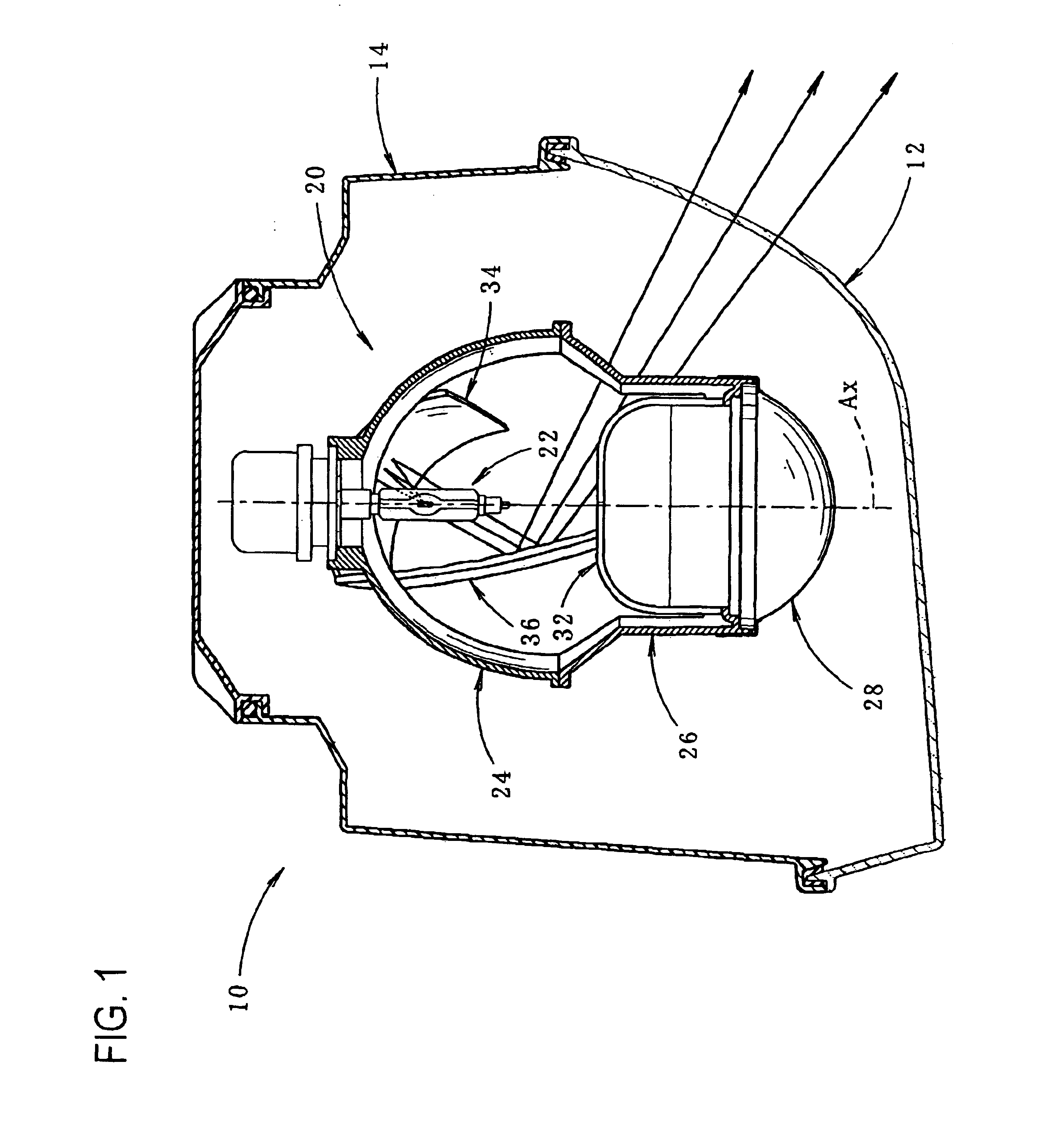 Projection-type vehicular headlamp having improved lateral illumination