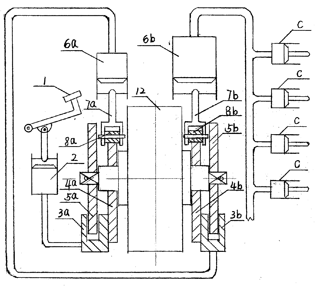 Hydraulic braking inertia booster for high-power diesel vehicle