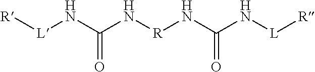 Essentially anhydrous hair-treatment compositions comprising a polyurethane latex polymer and bis-urea derivative