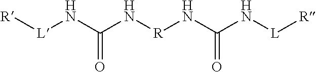 Essentially anhydrous hair-treatment compositions comprising a polyurethane latex polymer and bis-urea derivative