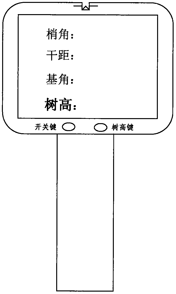 Fool type tree electronic height measuring instrument and data acquisition and operation algorithm thereof