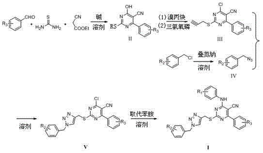 2,4,6-trisubstituted pyrimidine compounds containing 1,2,3-triazole, preparation method and application thereof