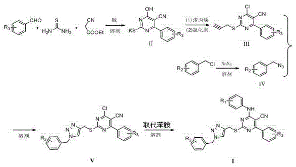 2,4,6-trisubstituted pyrimidine compounds containing 1,2,3-triazole, preparation method and application thereof