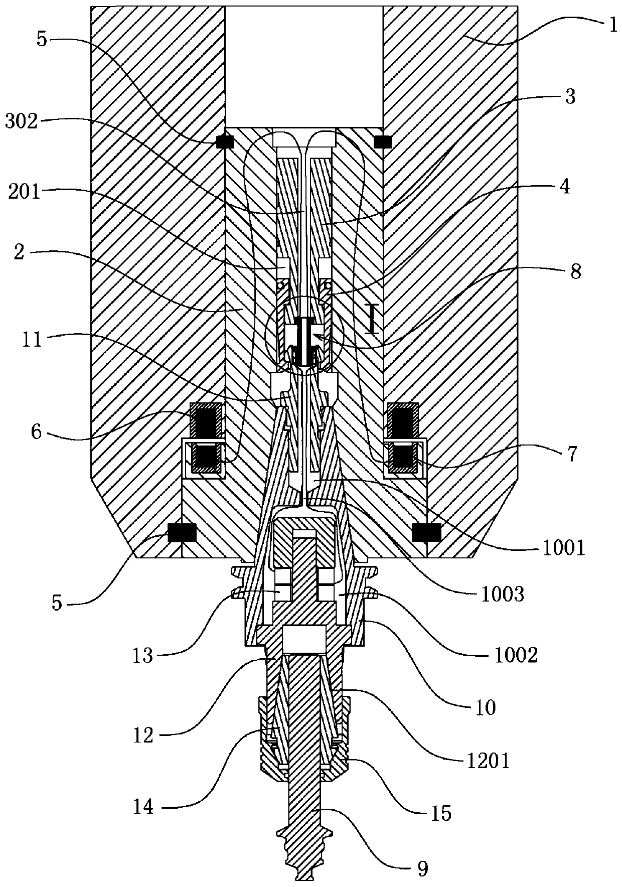 Electric connection structure of ultrasonic main shaft