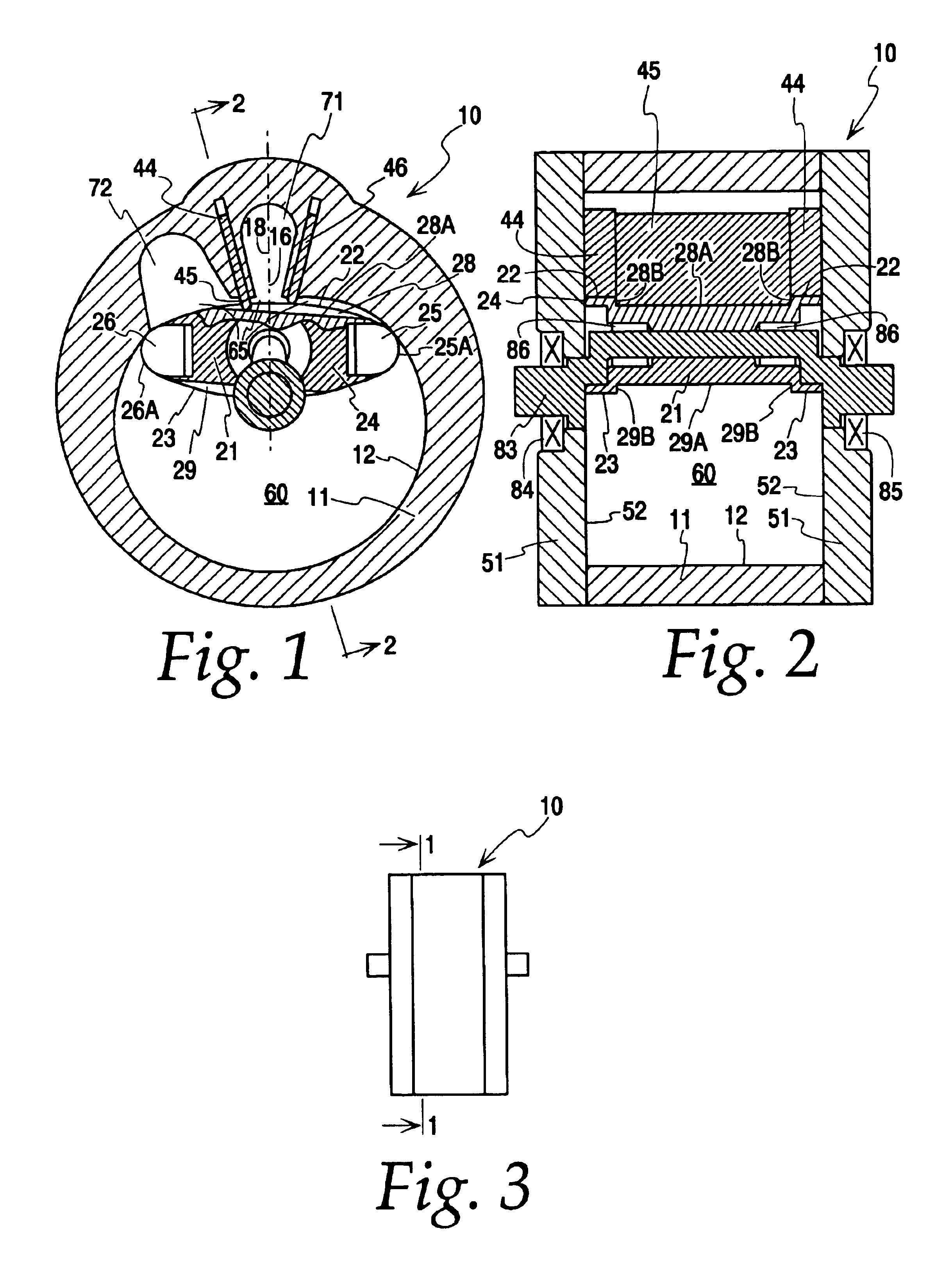 Rotary machine housing with radially mounted sliding vanes