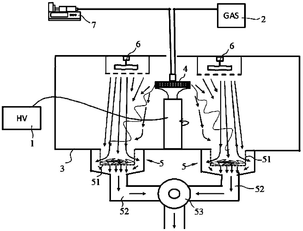 A negative pressure array centrifugal gas electrospinning device