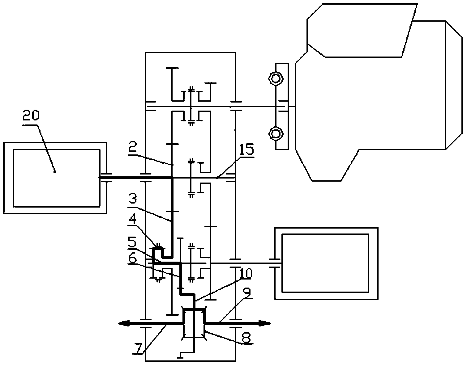 Multi-gear driving device of hybrid power vehicle