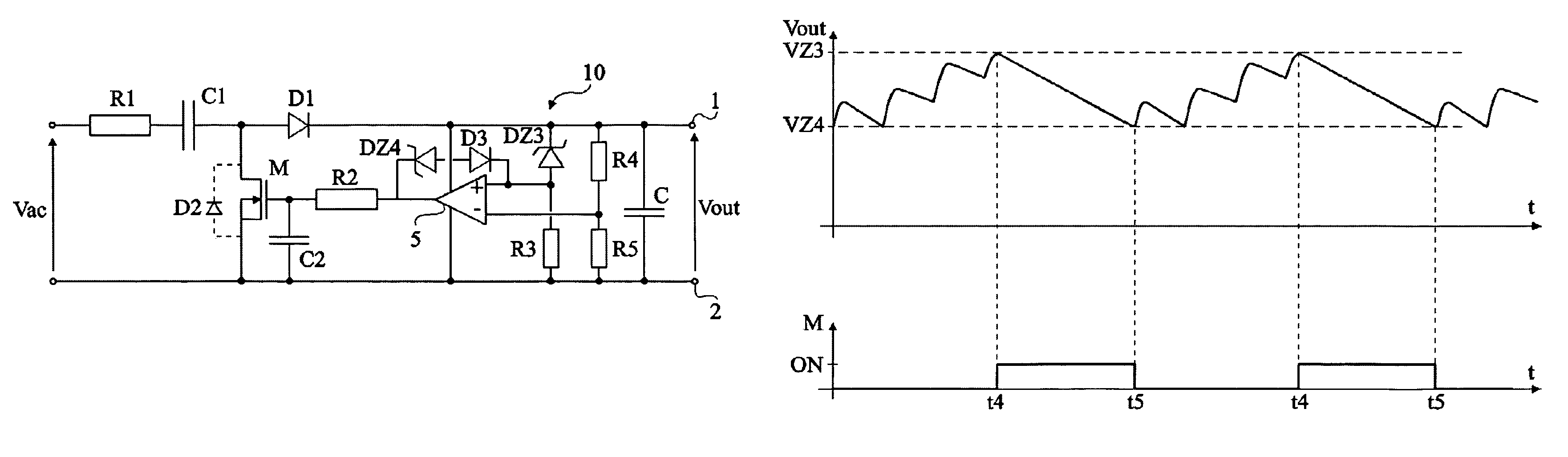 Capacitive power supply circuit and method