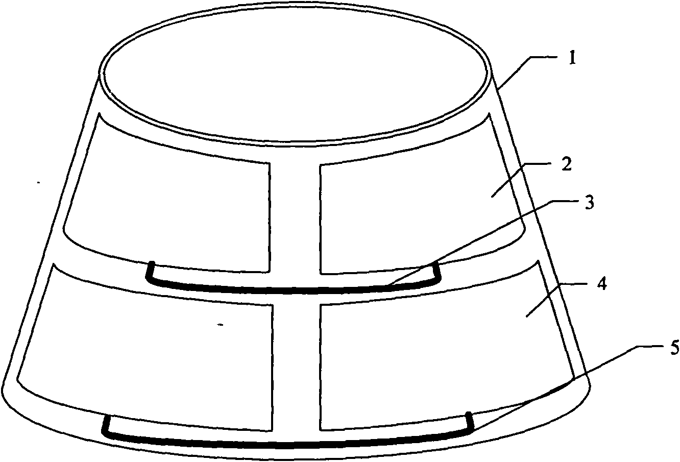 Taper conformal omnidirectional double-frequency micro-strip antenna array