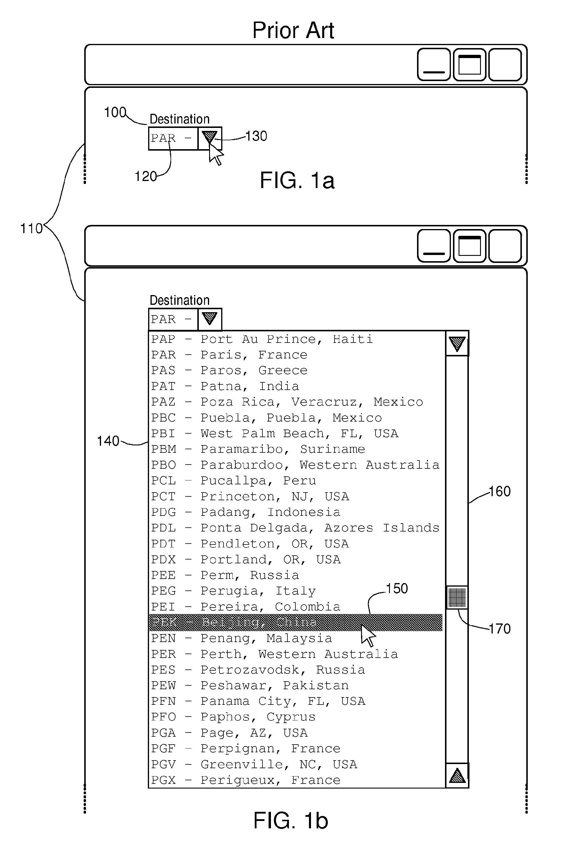 User Customizable Drop-Down Control List for Gui Software Applications