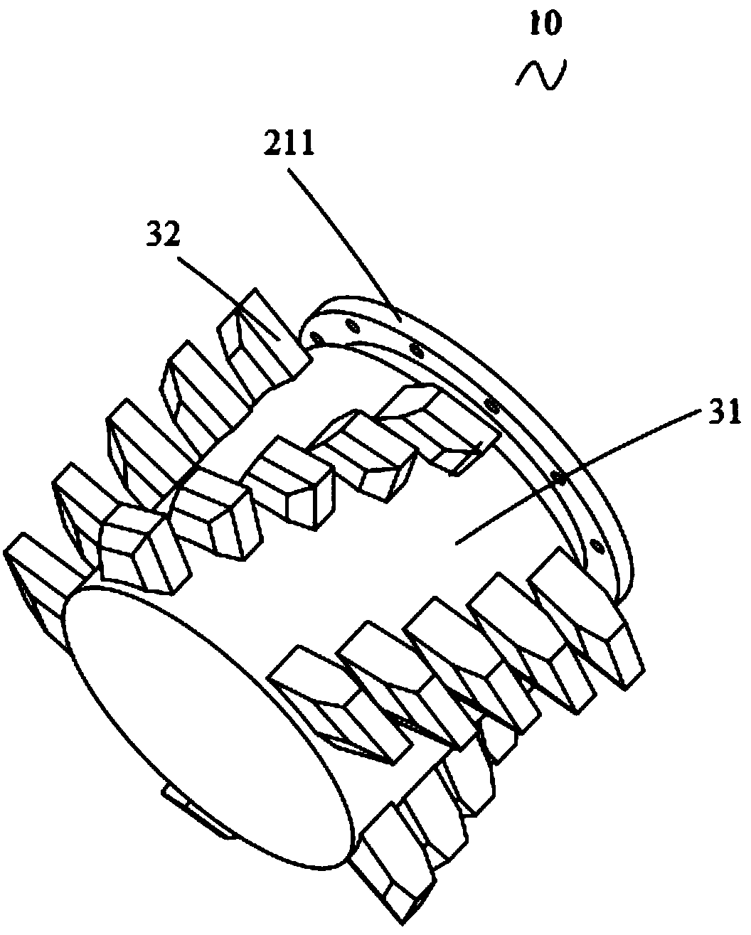 Drive breaking tooth roller internally provided with hydraulic motor