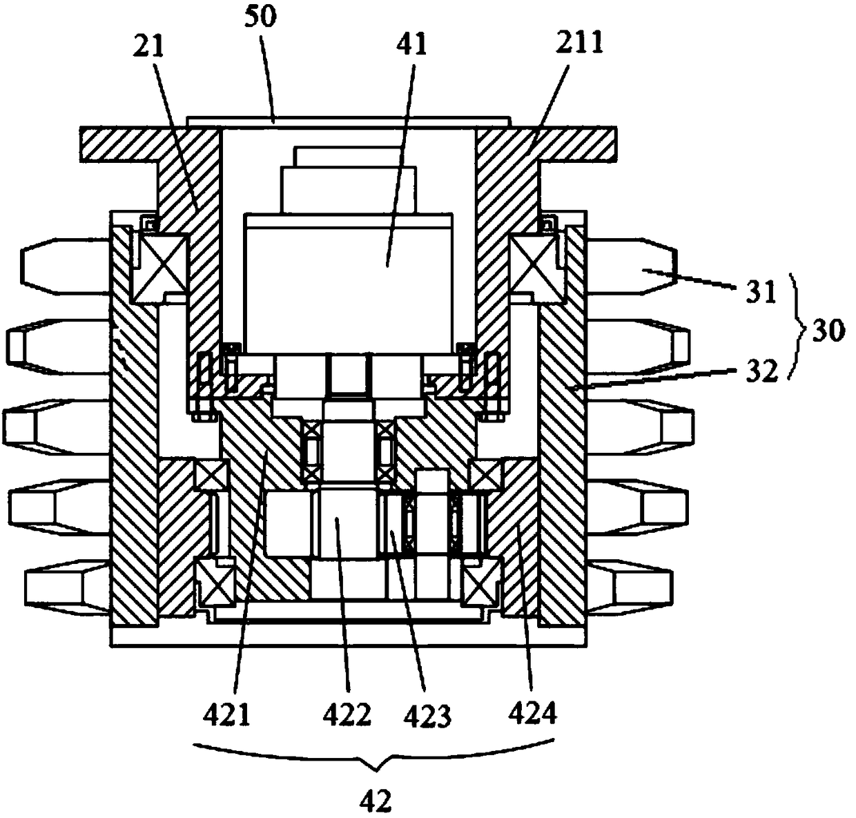 Drive breaking tooth roller internally provided with hydraulic motor