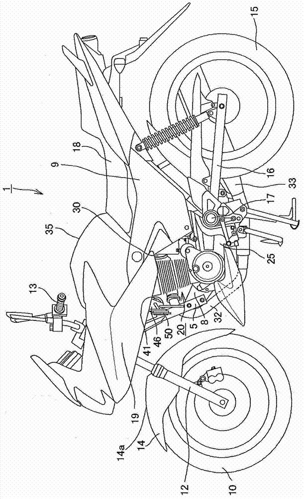 Motorcycle having evaporating fuel treatment apparatus