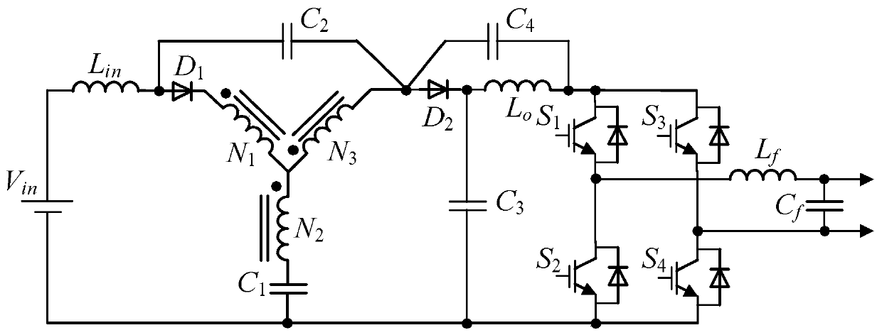 A clamping circuit and a y-source inverter capable of increasing the boost ratio and suppressing DC bus voltage spikes