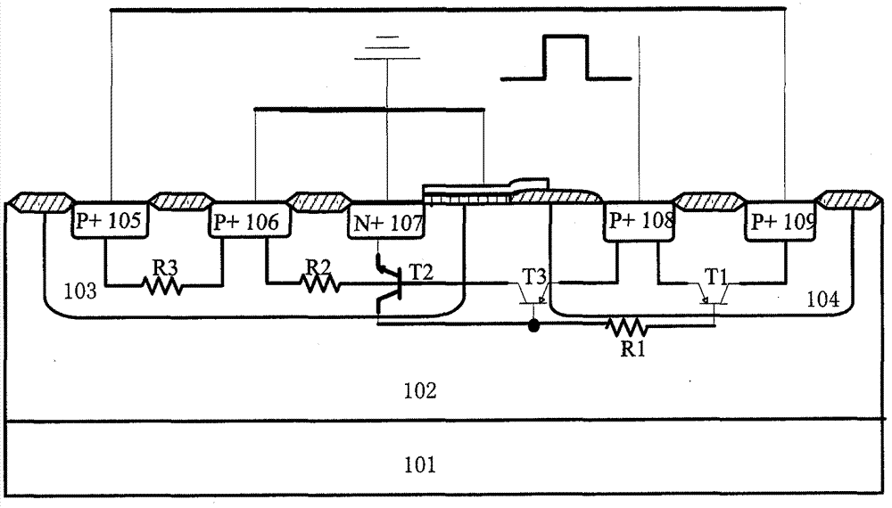 An esd protection device with igbt structure with high sustain voltage