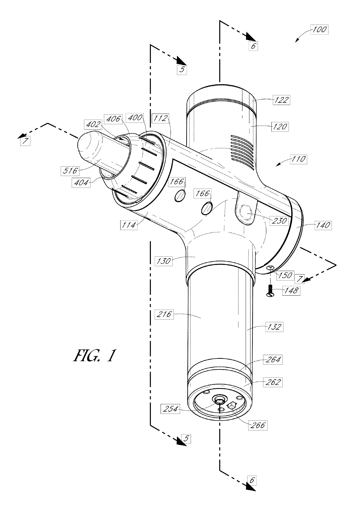 Battery-powered percussive massage device with pressure sensor