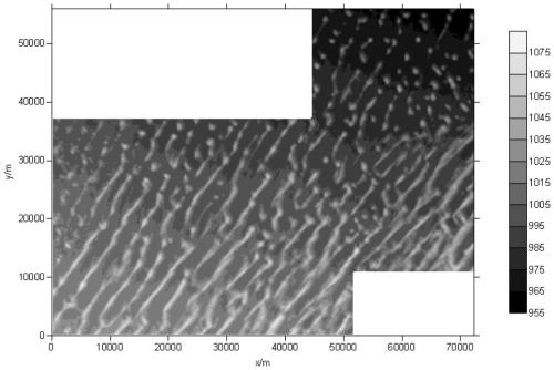 Method and system for calculating sand dune bottom surface elevation using desert surface elevation data