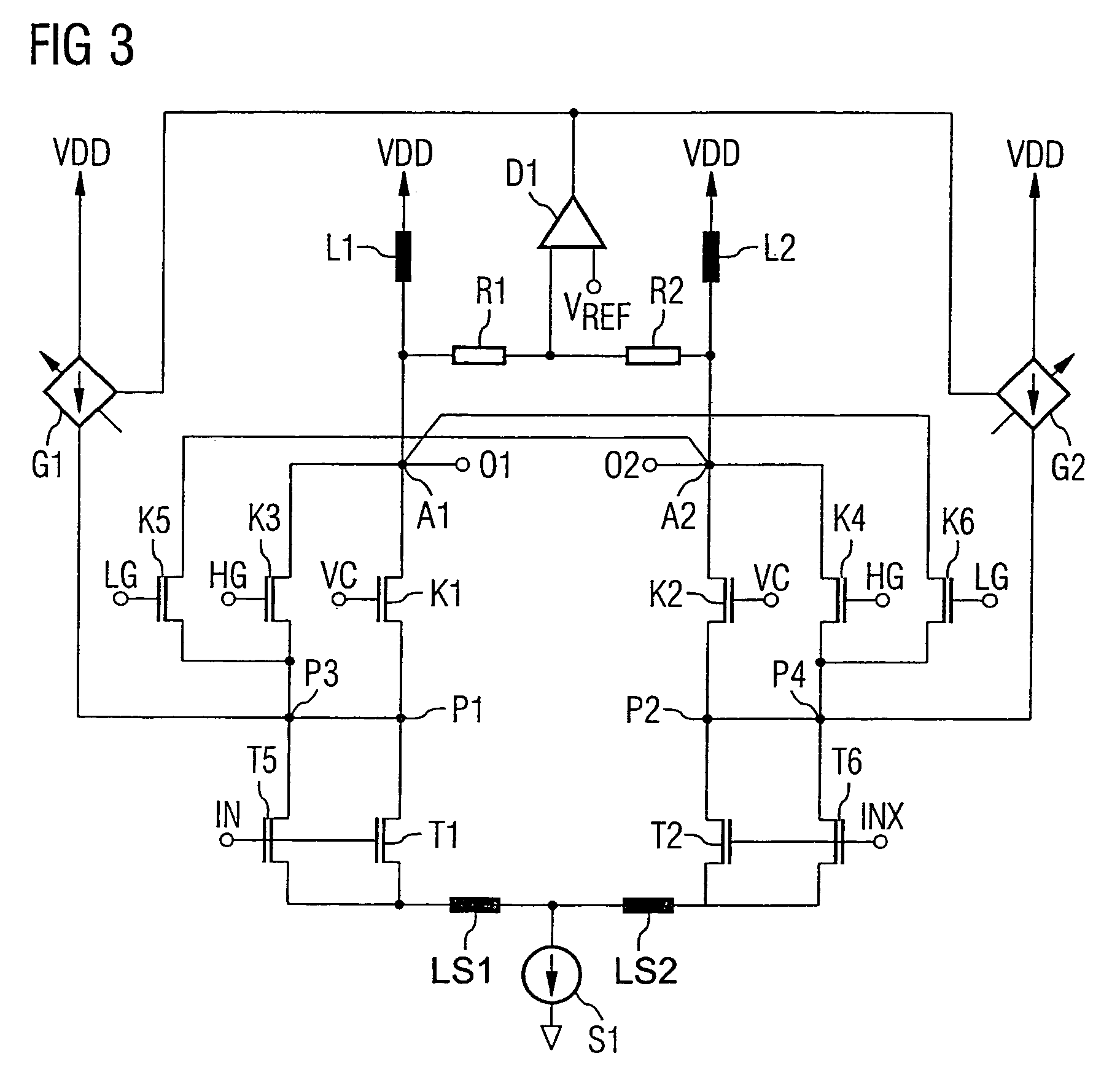 Differential amplifier arrangement with current regulating circuit and method for operating a differential amplifier arrangement