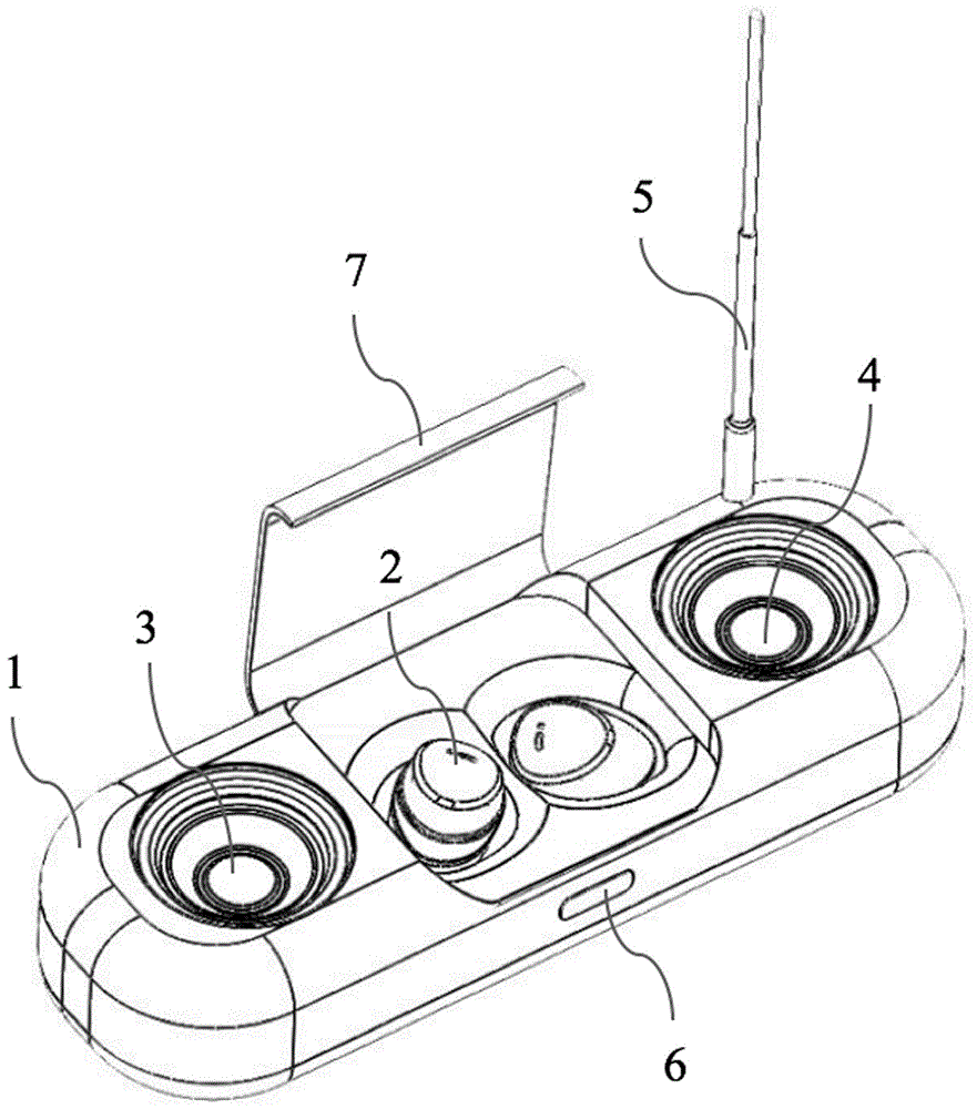 Earphone charging device having sound and FM broadcasting functions