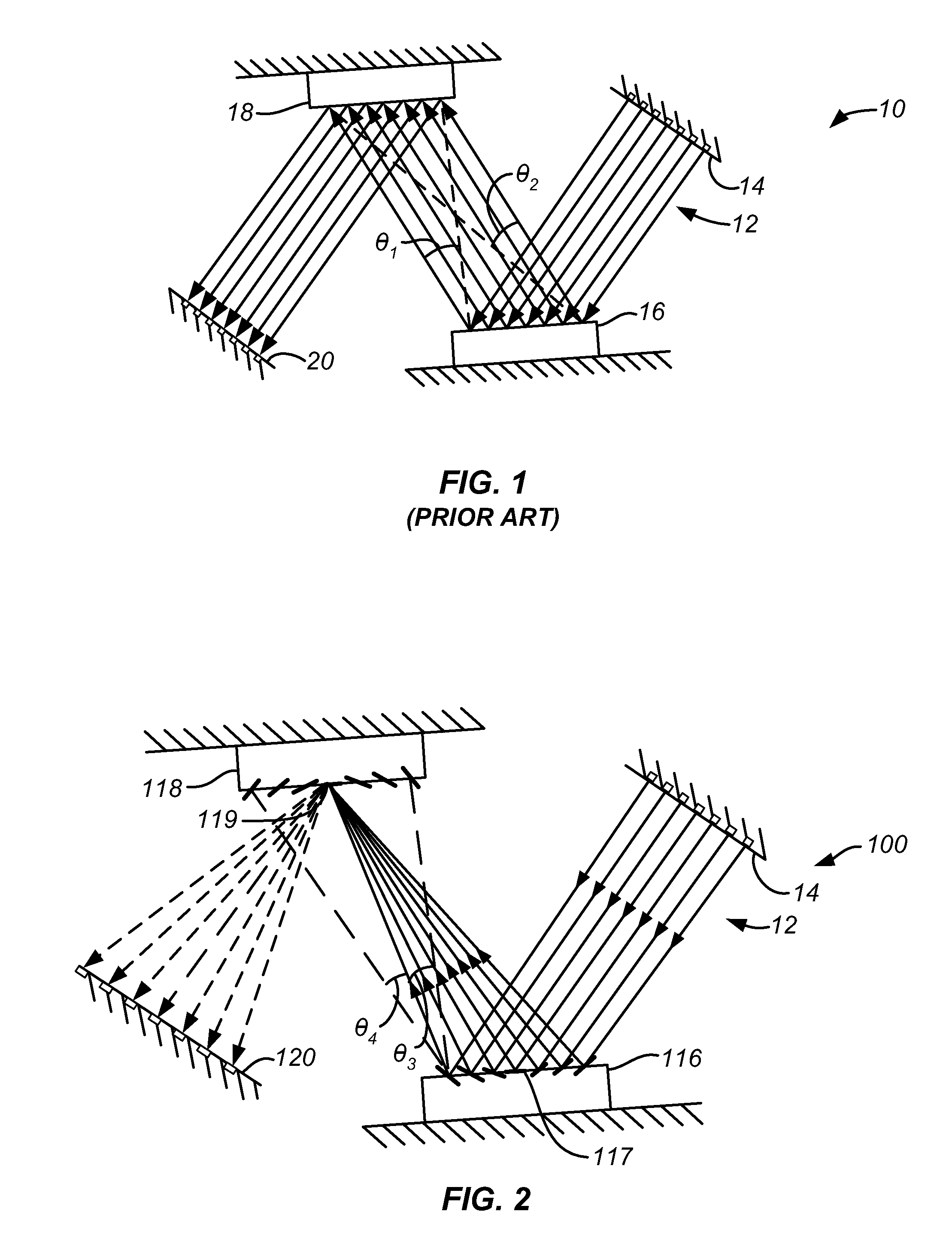 Array of graduated pre-tilted MEMS mirrors