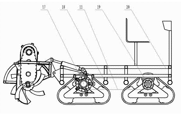 Full-hydraulic rotary cultivator with triangular track wheel-type chassis