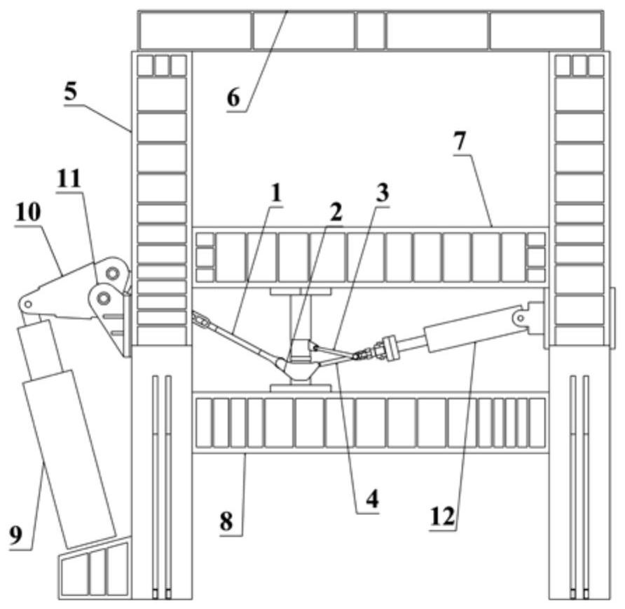 Fatigue test device and test method for main force transmission structure of landing gear ejection