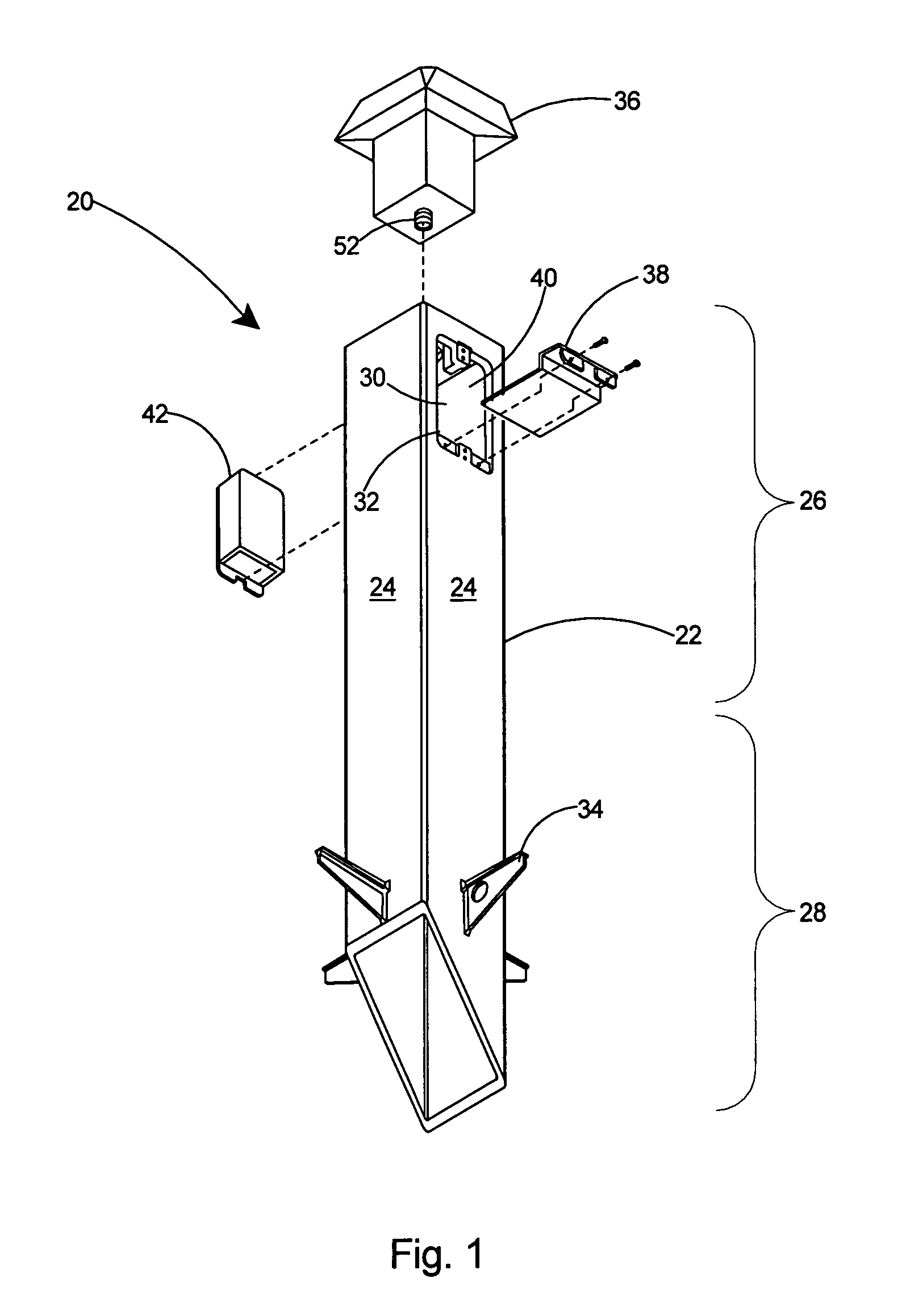 Outlet post for high and low voltage service