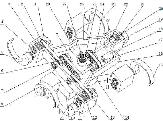 Symmetrical bionic hexapod walking device