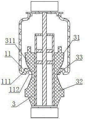 Piston type rubber air suspension assembly for vibration reduction of vehicle cab