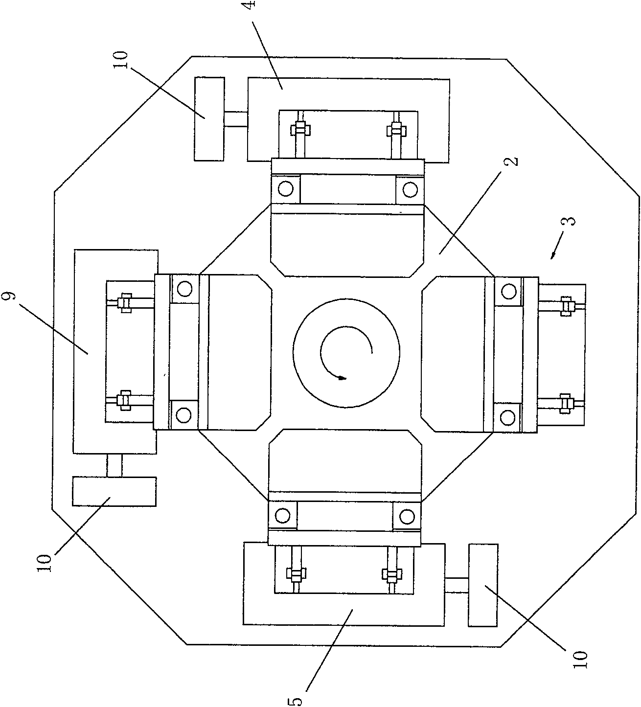 Four-station water drill inclined plane milling and casting machine