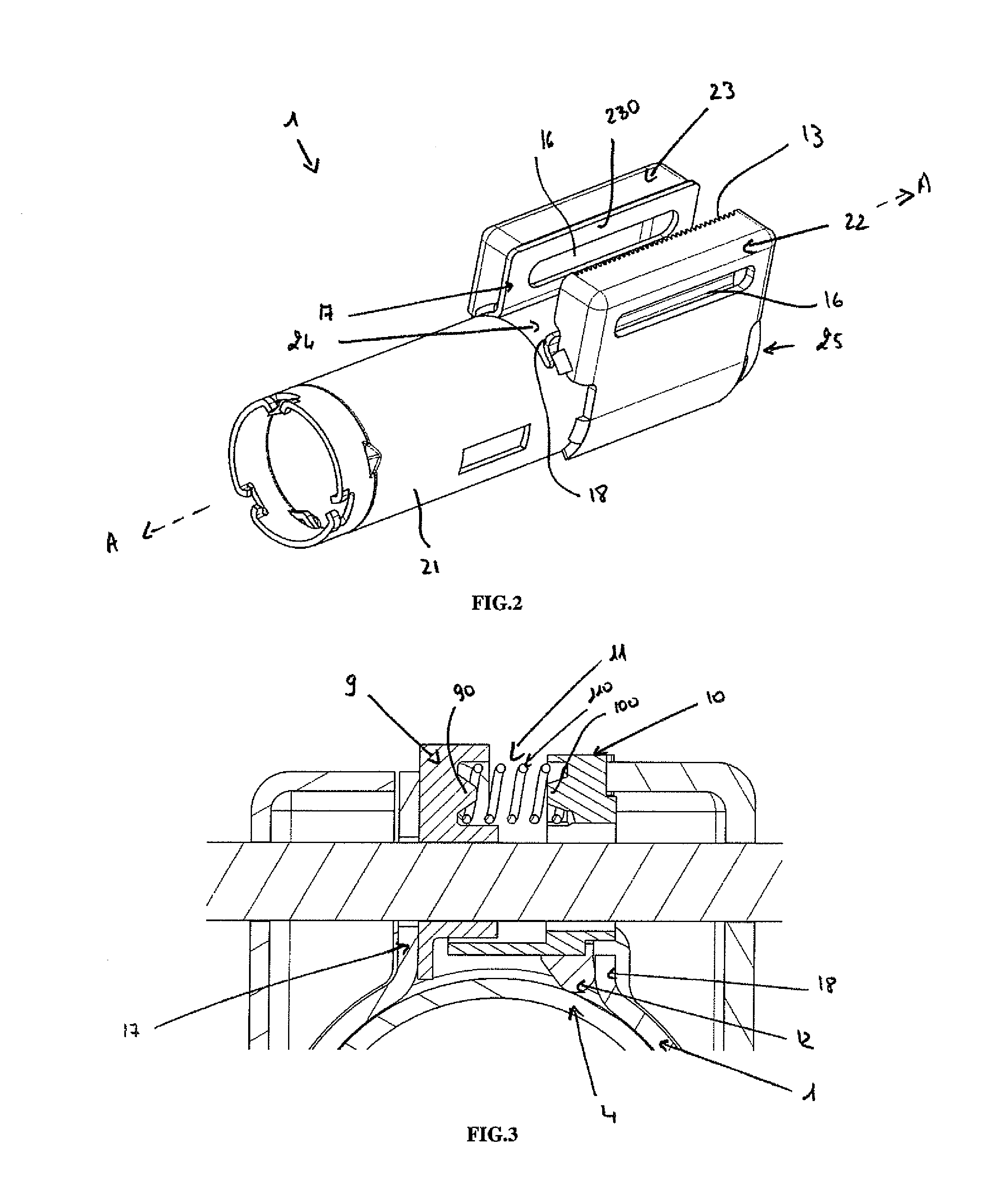 Steering column comprising an improved depth-blocking mechanism