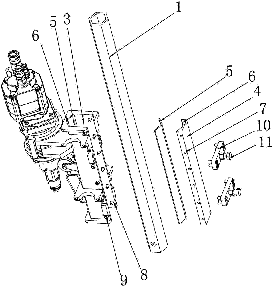 Power head guiding rail structure of drilling machine