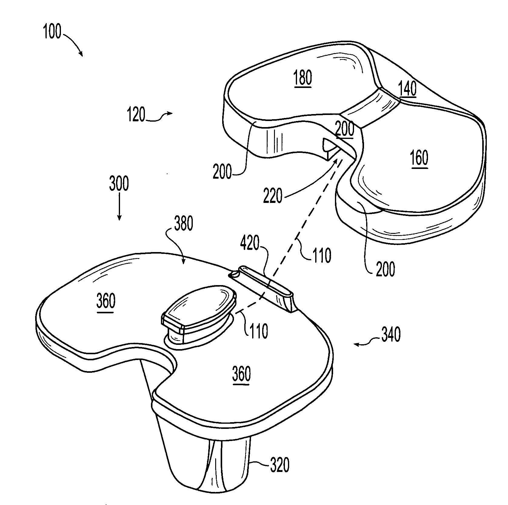 Tibial knee component with a mobile bearing