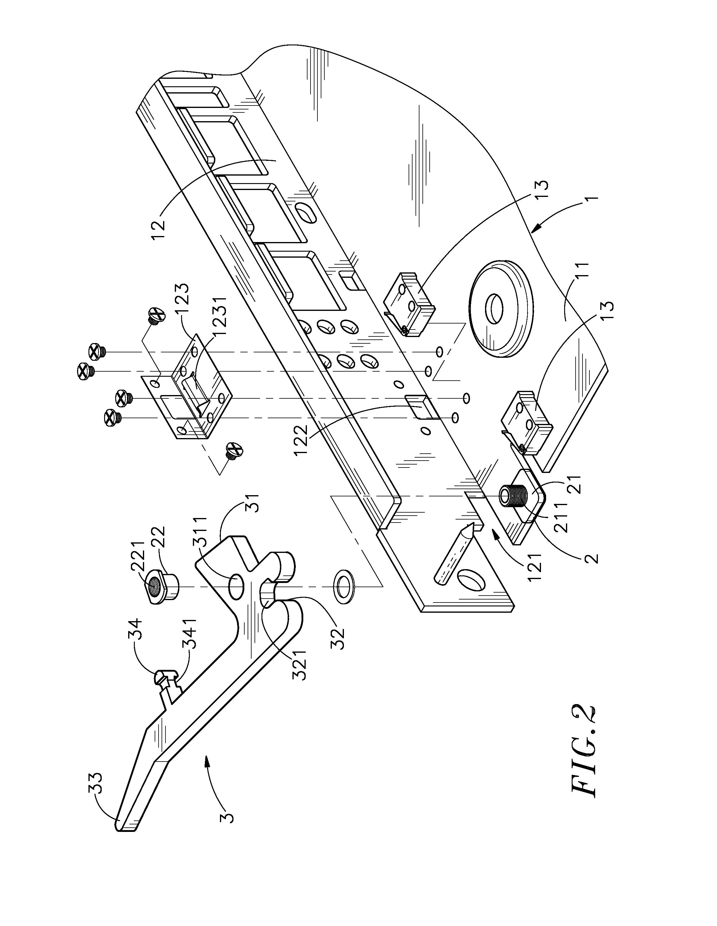 ATCA locking lever mounting structure