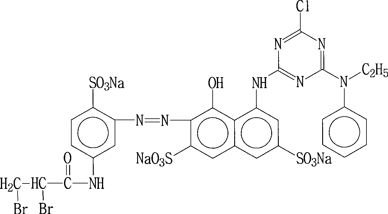 Preparation of red reactive dye for fur