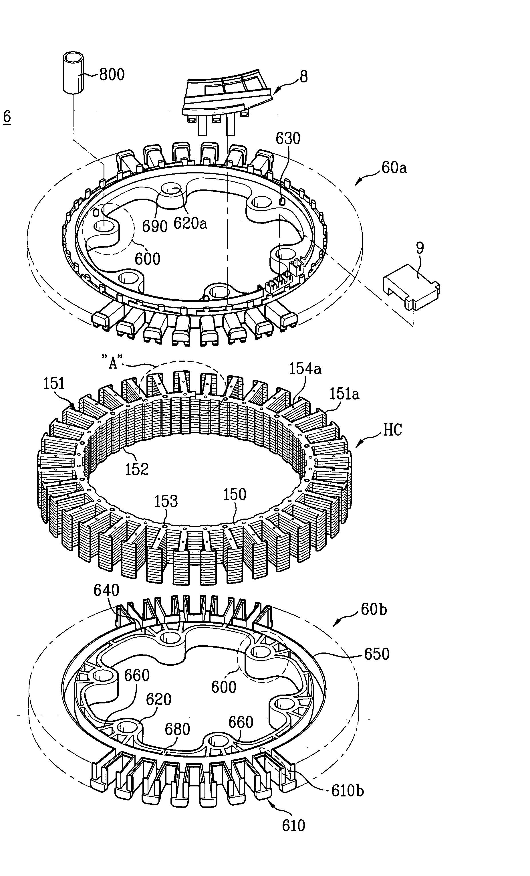 Stator of outer rotor type motor for drum type washing machine