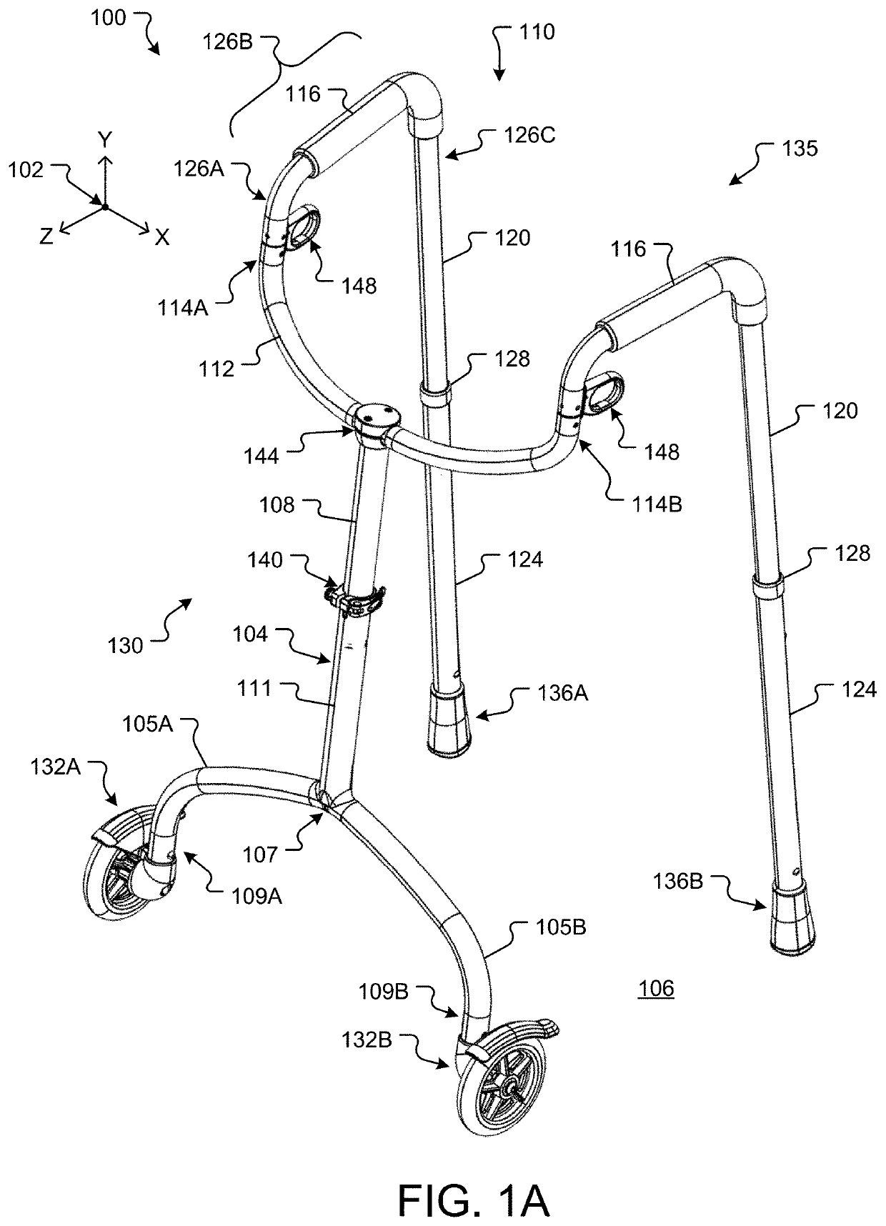 Foldable walking frame with ergonomic adjustment features