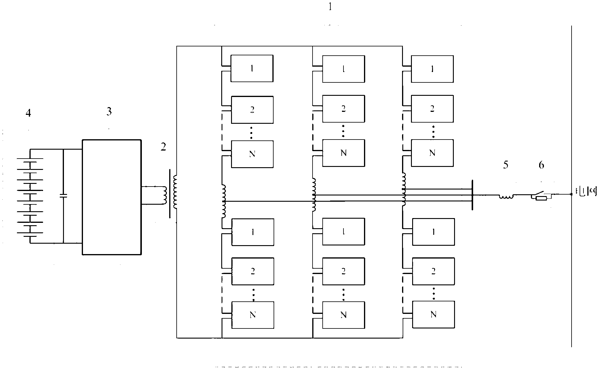 Battery energy storage system based on modular multilevel AC-AC (Alternating Current-Alternating Current) converter topology